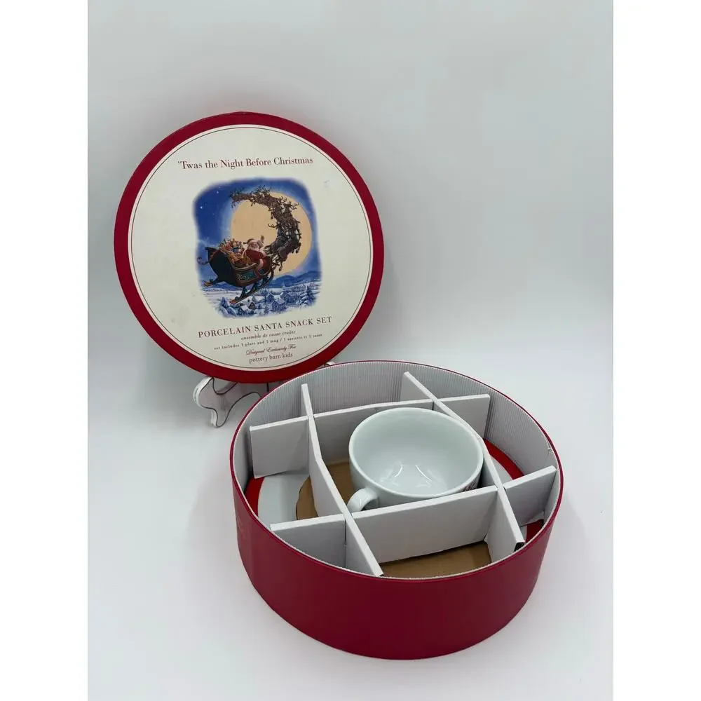 Pottery Barn  Kids 'Twas the Night Before Christmas Porcelin Santa snack Set